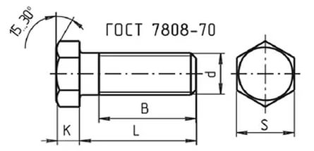 Болт ГОСТ 7808-70 чертеж